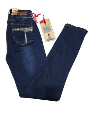 Sweet Look Dark Blue Wash Sequin Pockets Skinny Jeans Sz 11
